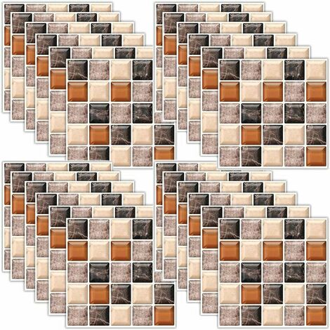 Stickers Carrelage 36PCS Auto Adhésif Autocollant Fond D'écran Étanche Autocollant Carreau Décor pour Cuisine Salle de Bâton Mosaïque Design de Carreaux de Ciment Mural Décoratif pour Salle de Bain 13