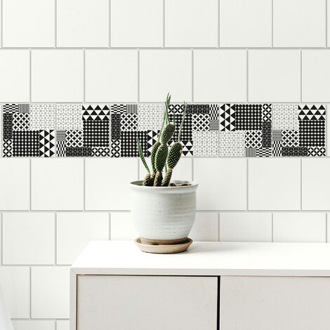 Stickers Carrelage Autocollant 15x15cm x4 - Décor Murale, Formes Géométriques Graphiques, Décoration Intérieure Maison