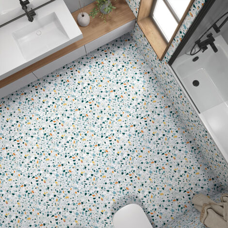 Stickers carrelage de sol anti-dérapant - Motif Terrazzo - 25x25 cm