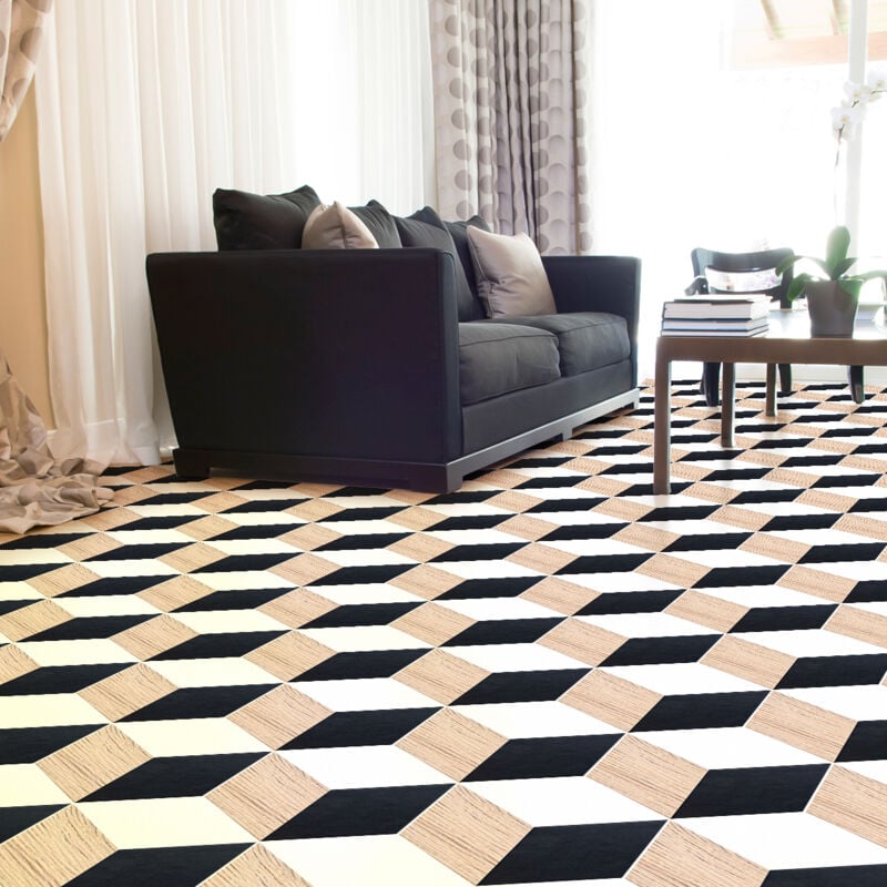 Stickers Sol Anti-dérapant avec Protection - carrelages hexagones bois clair - 40x90cm-10stickershexagones20x18cm