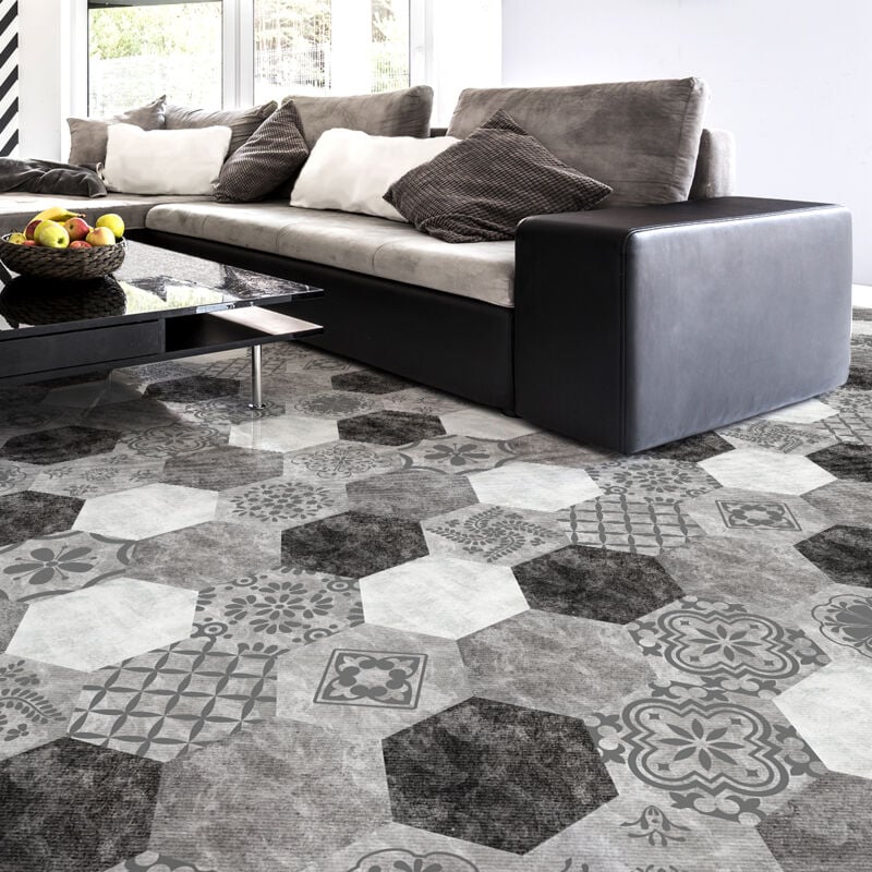 Stickers Sol Anti-dérapant avec Protection - carrelages effet béton déco - 1 sticker de 60x100cm