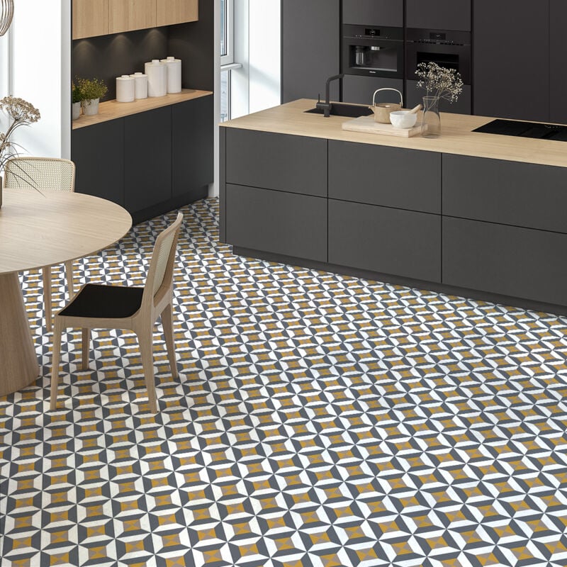 Stickers Sol Anti-dérapant avec Protection - carrelages mosaïque géométrique - 1 sticker de 60x100cm