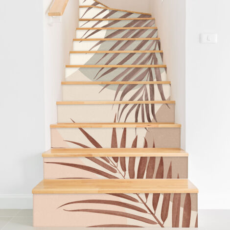 Stickers contremarches escalier - Feuilles tropicales - 120 cm x 180 cm - Adhésif BRILLANT
