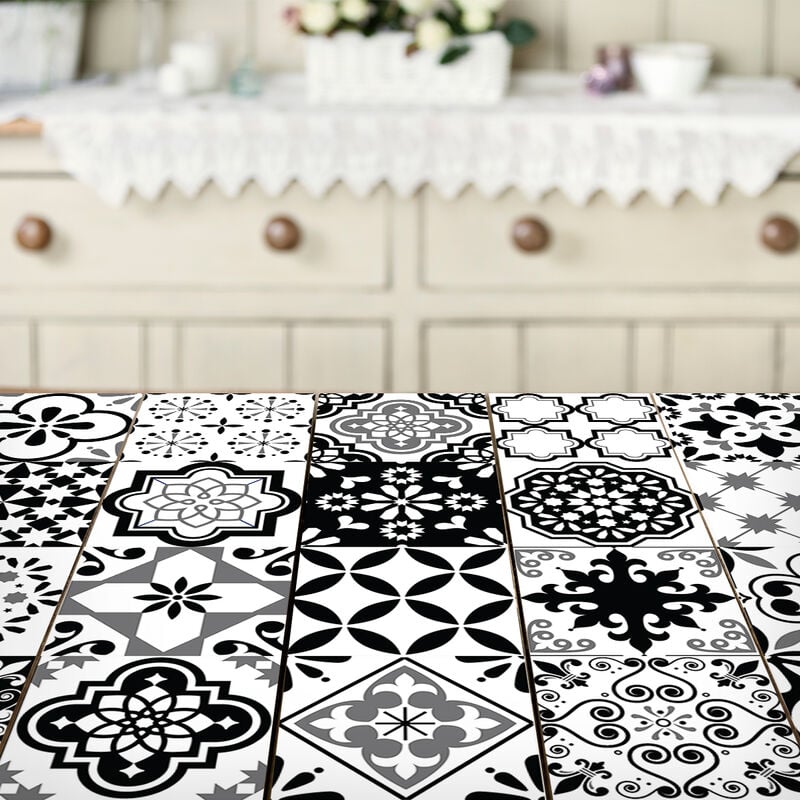 Stickers décoration Meuble - Sticker adhésif Cuisine Salon - 24 stickers carreaux de ciment meuble pepitano - 24stickers20x20cm