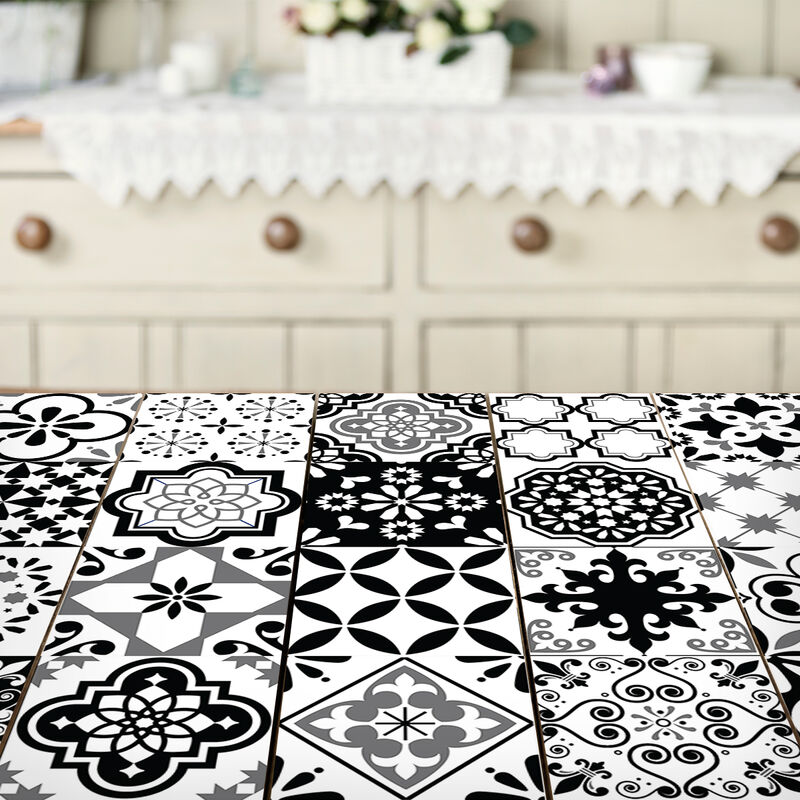 Stickers décoration Meuble - Sticker adhésif Cuisine Salon - 24 stickers carreaux de ciment meuble pepitano - 24stickers15x15cm