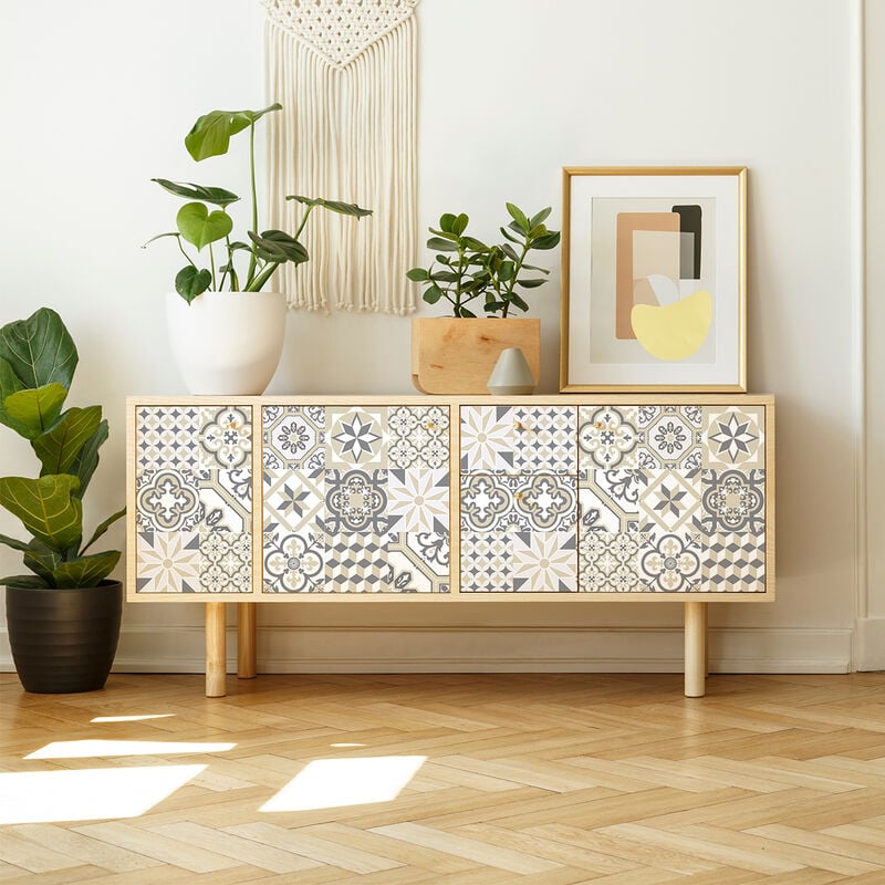 Stickers adhésif décoration Meuble - 30 stickers carreaux de ciment meuble authentiques venitia - 30stickers20x20cm