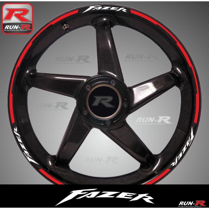 Stickers de jantes LY14 Yamaha Fazer blanc rouge - pack compatible avec 2 roues - Run-R