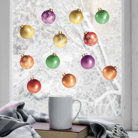 Stickers de Noël pour vitres 29,7 cm X 21 cm, décoration électrostatique pour fenêtres et murs.