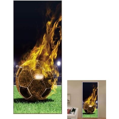 Stickers de Porte 3D Footballeur - Autocollants Auto-Adhésifs pour Décorer Salon ou Chambre