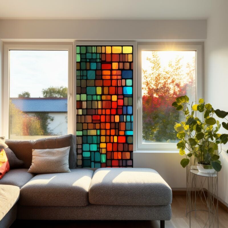Stickers décoratifs électrostatique, artisanal, multicouleurs, classique, effet vitrail, 150 cm x 67,5 cm
