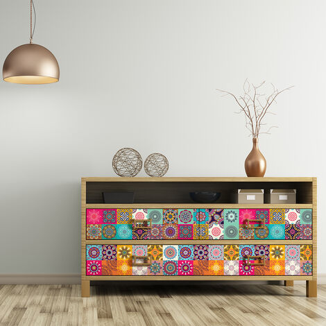 Stickers décoration Meuble - Sticker adhésif Cuisine Salon - 30 STICKERS CARREAUX DE CIMENT MEUBLE LOPEZ - 30stickers15x15cm