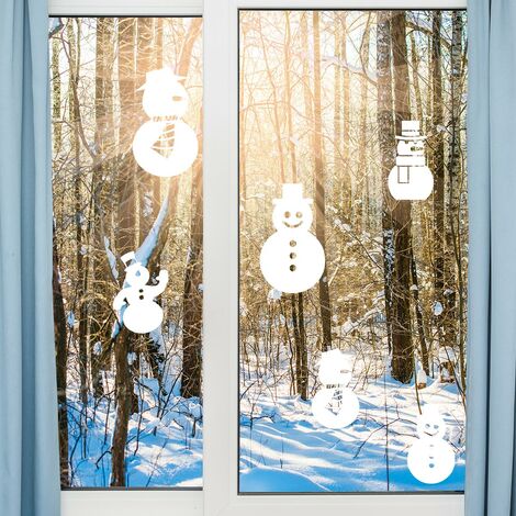 Stickers électrostatiques bonhommes de Noël - Autocollants adhésifs fenêtres noël - décoration fêtes - 15x25cm
