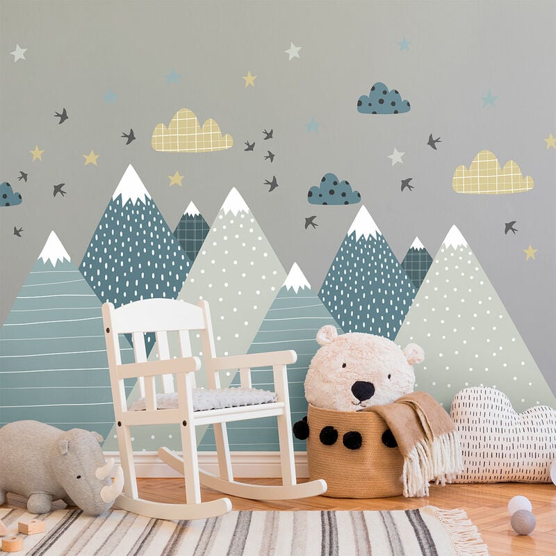 Stickers enfant montagnes scandinaves alika 120 x 180 cm