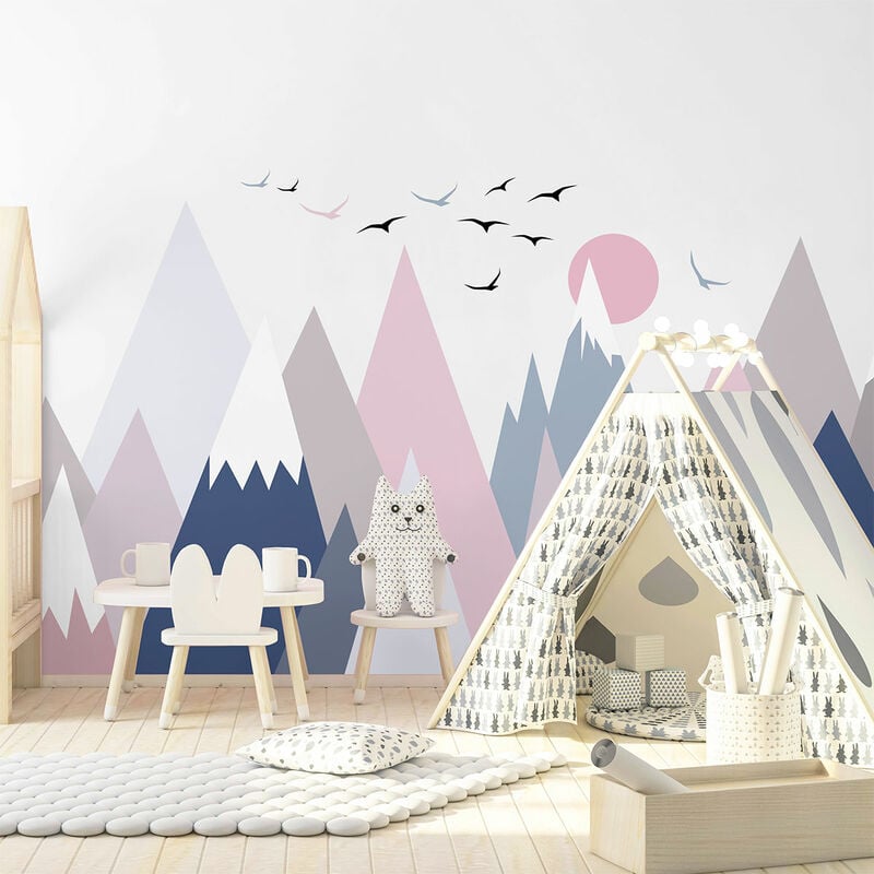Stickers muraux enfants - Décoration chambre bébé - Autocollant Sticker mural géant enfant montagnes scandinaves ilonka - 60x90cm