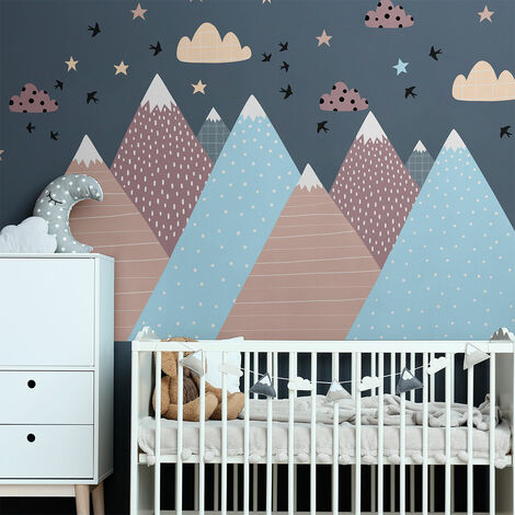 Stickers enfant montagnes scandinaves mirika 120 x 180 cm