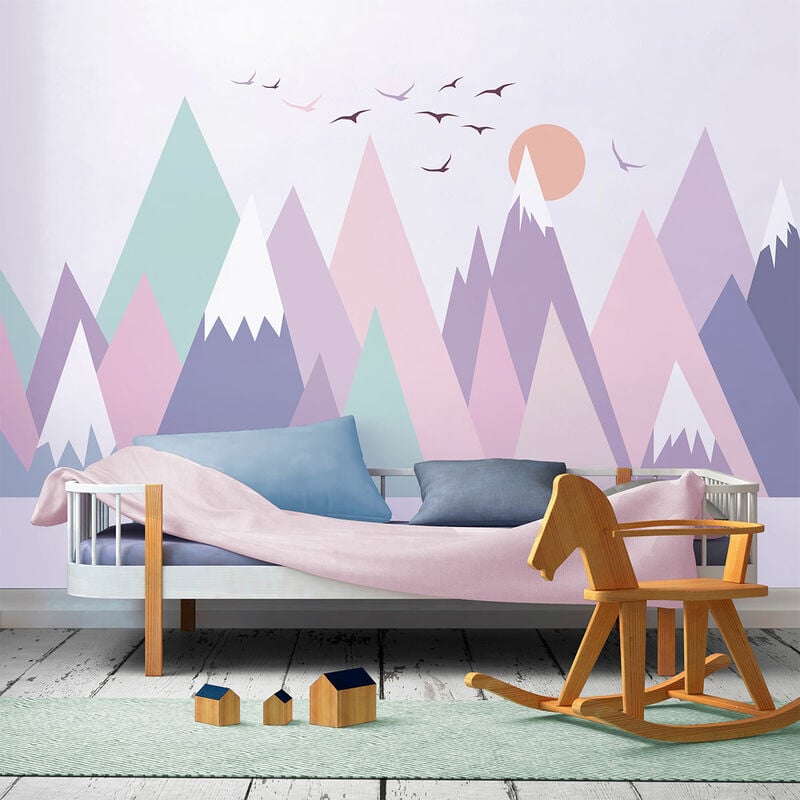 Stickers muraux enfants - Décoration chambre bébé - Autocollant Sticker mural géant enfant montagnes scandinaves monika - 40x60cm