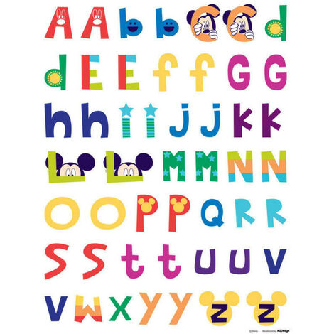Stickers géant Mickey Mouse Alphabet Disney - Multicolor