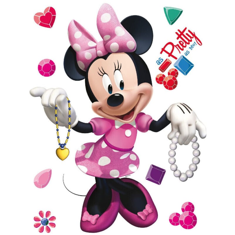 Ag Art - Stickers géant Minnie avec ses bijoux et sa robe à pois