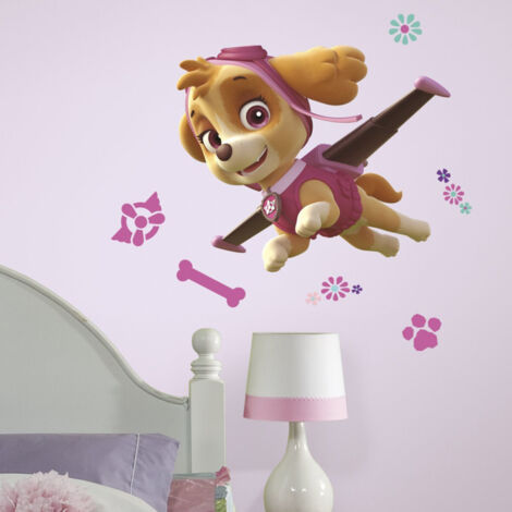 Stickers géant Stella Pat' Patrouille repositionnable - Beige, Rose