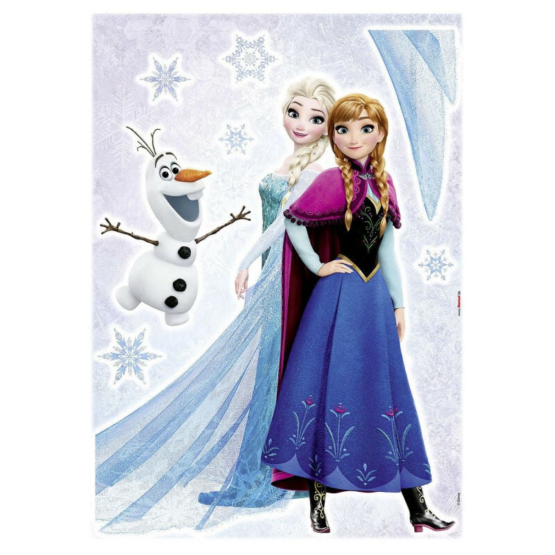 Stickers géant Trio La Reine des Neiges Disney Elsa, Anna et Olaf qui sourient 50 x 70 cm - Multicolor