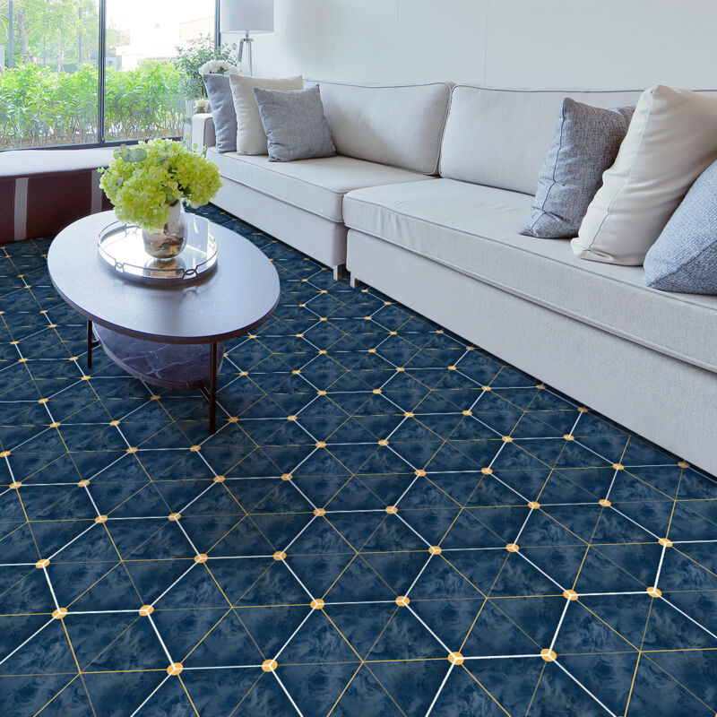 Stickers Sol Anti-dérapant avec Protection - hexagones nuit bleu - 40x90cm-10stickershexagones20x18cm