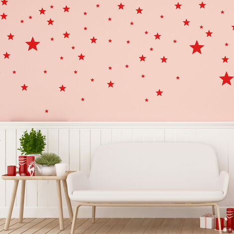 Stickers Lot des 130 étoiles - 35x65cm - rouges - Autocollants adhésifs noël - décoration fêtes