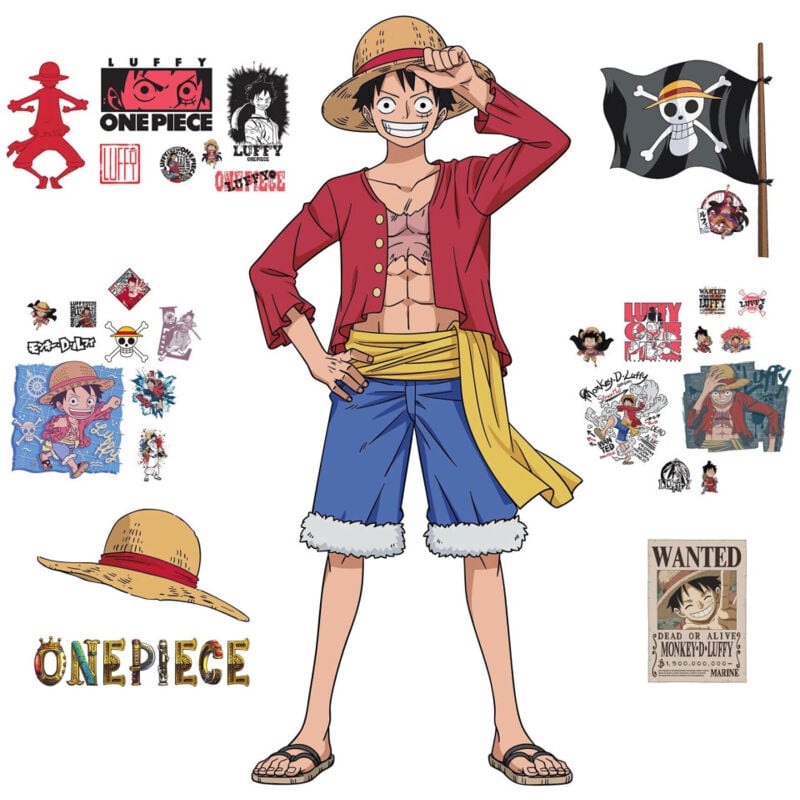 Roommates - Stickers One Piece- Luffy Géant - Hauteur 32,83 cm