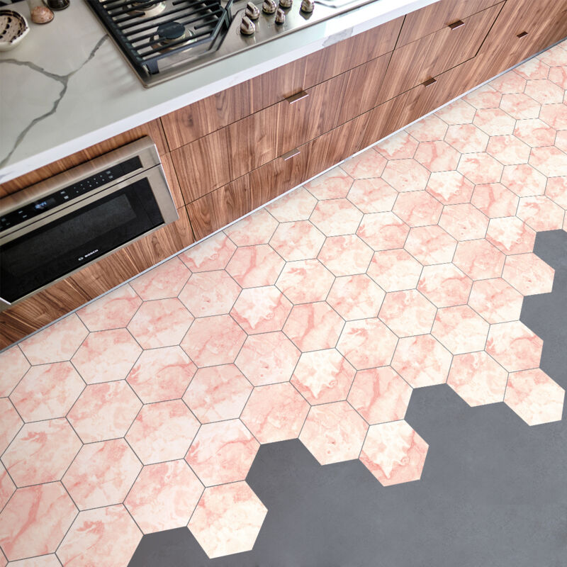 Stickers Sol Anti-dérapant avec Protection - marbre hexagones vernazza - 40x90cm-10stickershexagones20x18cm