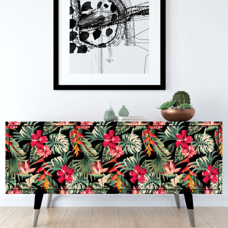 Stickers meuble - Motif Tropical - 20 x 60 cm - Adhésif + Protection MATE