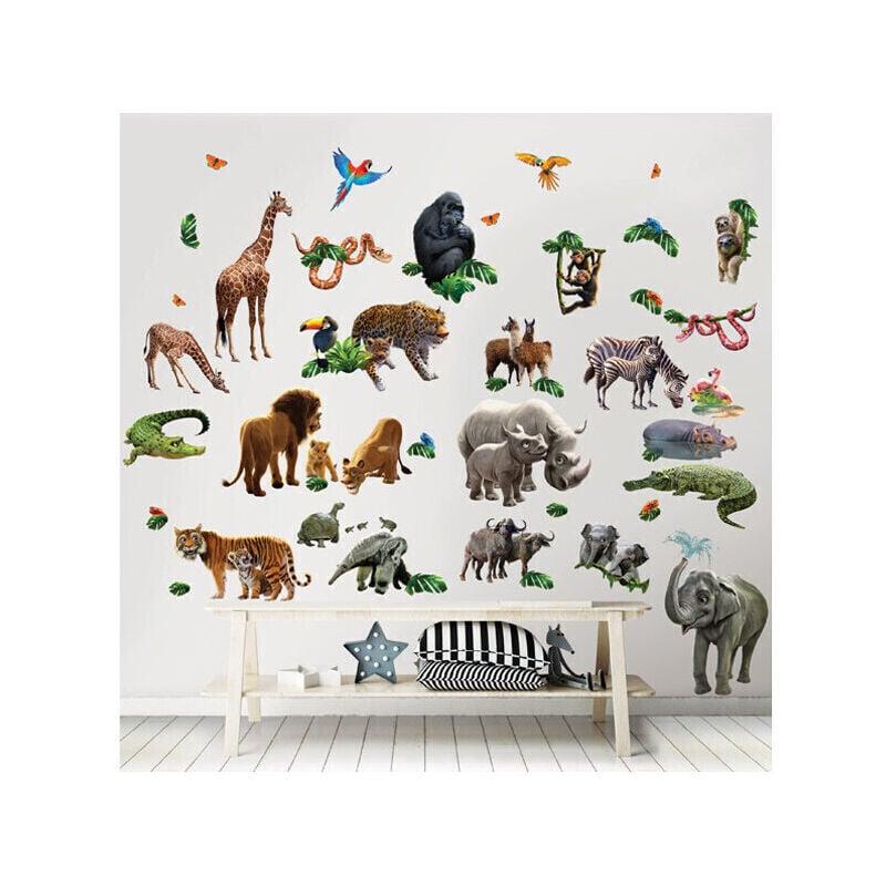 Stickers monde de la jungle Walltastic