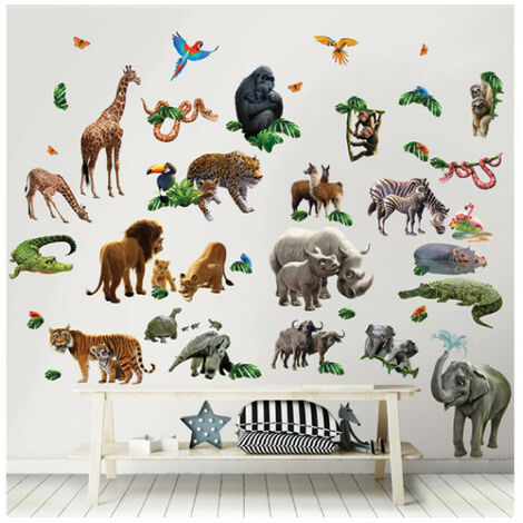 Stickers monde de la jungle Walltastic - Multicolor