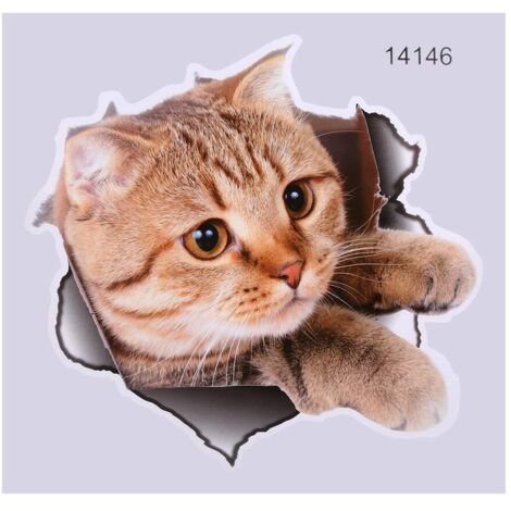 Stickers muraux 3D, chats chiens animaux stickers muraux salle de bains sièges de toilette décalcomanie étanche décor à la maison bricolage décoration(2)