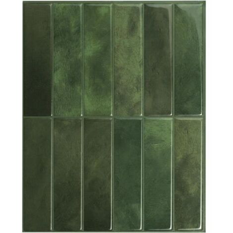 Stickers muraux 3D en époxy, vert foncé, 22,9 x 29 cm, 5 feuilles, stickers auto-adhésifs en PU pour carrelage de cuisine et de salle de bain.