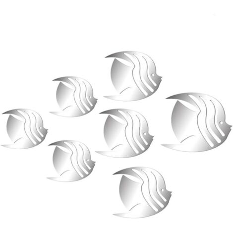 Stickers Muraux 3D Poissons Tropical Miroir Plastique Étanches Décoration Murale Moderne Pour Salon Chambre Bureau 7 Pièces 19 X15.5 CM