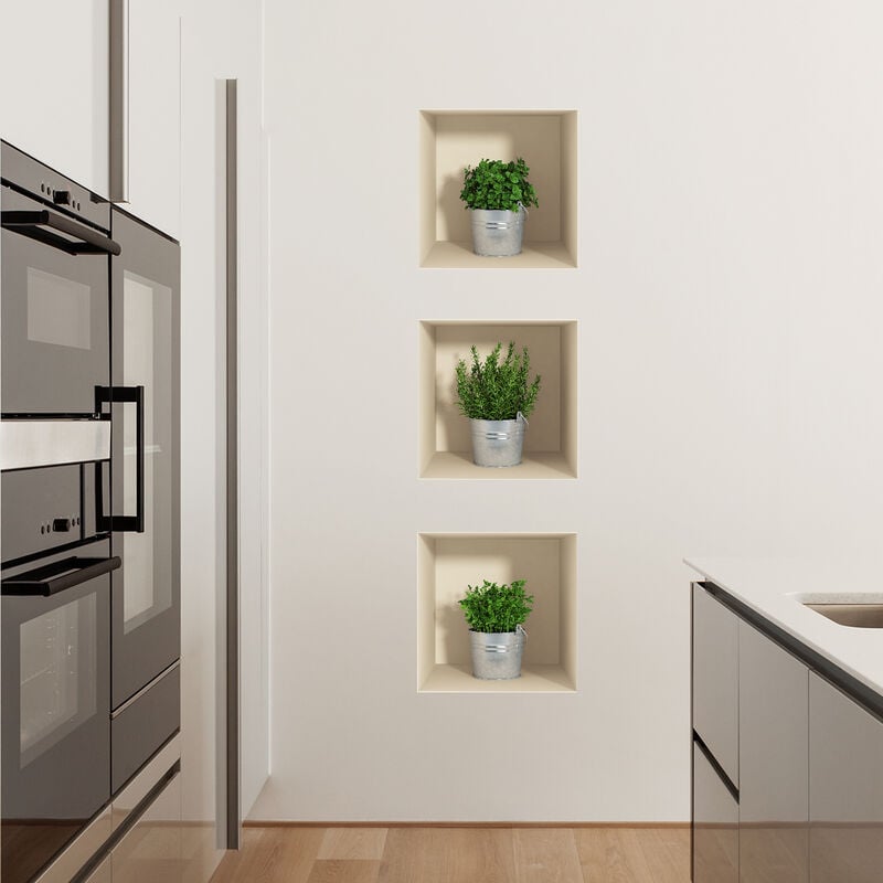Stickers muraux 3D Sticker Mural Autocollant effet 3D herbes - Stickers adhésifs 3D Chambre Salon Trompe l'oeil - 40x120cm