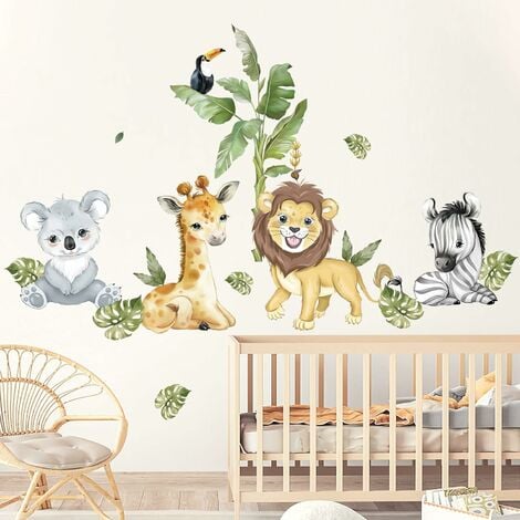 Ensemble d'autocollants XXL safari animaux sticker mural pour chambre  d'enfant jungle sticker mural pour chambre de bébé sticker décoration auto- adhésif DL807 -  Canada