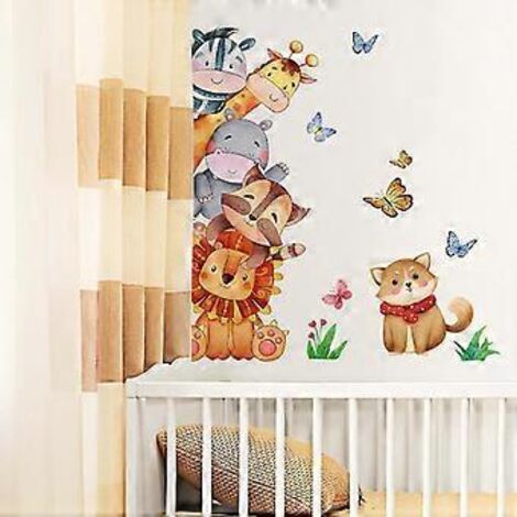 Stickers muraux animaux de la jungle, éléphant, girafe, panda, pour chambre d'enfant ou de bébé