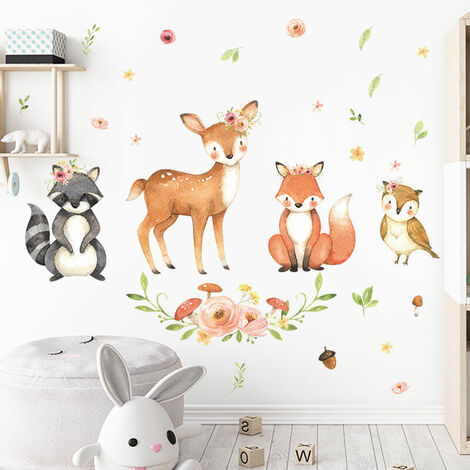 Sticker Mural Croquis mignon de bébé hérisson et champignons - TenStickers