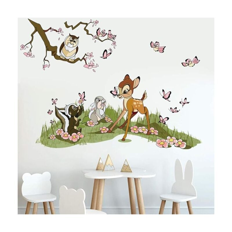 Ahlsen - Stickers Muraux Animaux Foret Autocollant Mural Bambi Jungle Amovible Deco Stickers Chambre Bébé Enfant Decoration