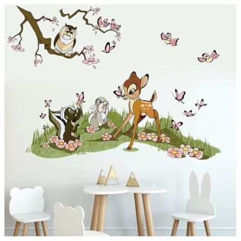 Stickers Muraux Animaux Foret Autocollant Mural Bambi Jungle Amovible Deco Stickers Chambre Bébé Enfant Decoration