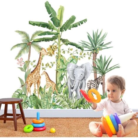 Stickers muraux animaux, stickers muraux arbres de la forêt, stickers muraux animaux pour chambres d'enfants, renard, cerf, décoration murale, chambre de bébé, chambre d'enfant