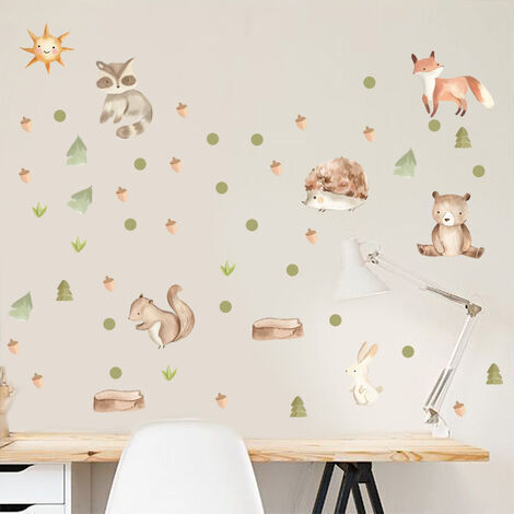 Stickers Muraux Autocollant mural animal ours renard hérisson autocollant mural enfants bébé pépinière chambre animaux