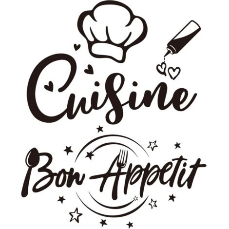 Stickers Muraux Autocollant Texte Française Cuisine et Bon Appetit Citation Restaurant Salle à Manger Décoration Home Décalque Wall Sticker DIY Peinture Chambre Salon