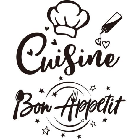 Stickers Muraux Autocollant Texte Française Cuisine et Bon Appetit Citation Restaurant Salle à Manger Décoration Home Décalque Wall Sticker DIY Peinture Chambre Salon