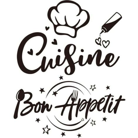 Stickers Muraux Autocollant Texte Française Cuisine et Bon Appetit Citation Restaurant Salle à Manger Décoration Home Décalque Wall Sticker DIY Peinture Chambre Salon