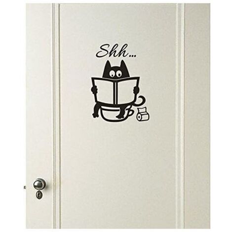 Stickers Muraux Chambre Salon Cuisine Citations Toilette Chat Cartoon Deco Amovible Mur Tv Sticker Murals 20cm x 14cm