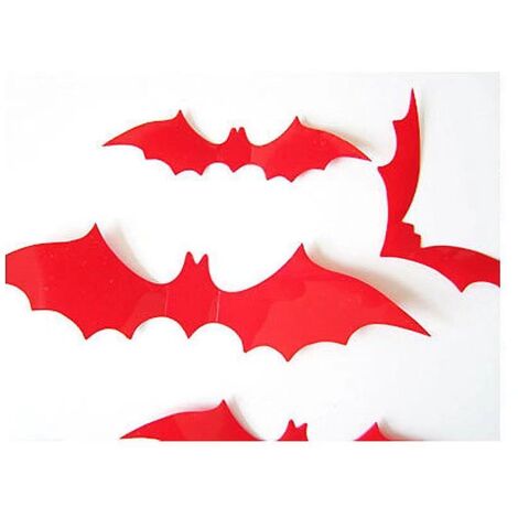 Stickers muraux chauve-souris 3D pour Halloween, décoration à faire soi-même en PVC, 36 pièces, rouge