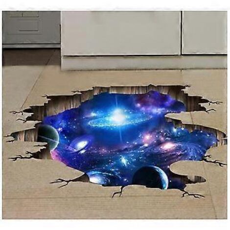 Stickers muraux créatifs 3D spatiaux amovibles en PVC, motif flamme et lave, pour la décoration murale et le plafond de la chambre de garçon (C)
