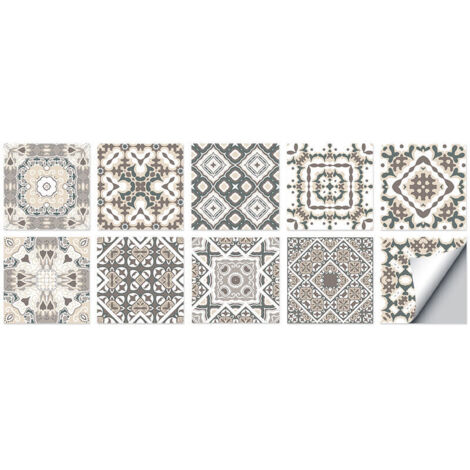 Stickers Muraux Cuisine - Stickers Muraux - Carreaux Ciment Autocollants Papier Peint Photo - Stickers Muraux - Stickers Carreaux Muraux Salle de Bains Autocollants - 10 pièces Carreaux Ciment Autocol