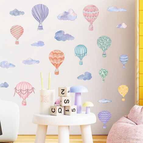 stickers Muraux De Dcoration De Chambre D'enfant - Nuages Montgolfire, Stickers Muraux De Dessins Anims, Poster D'art Mural, Stickers D'art  Dcoll